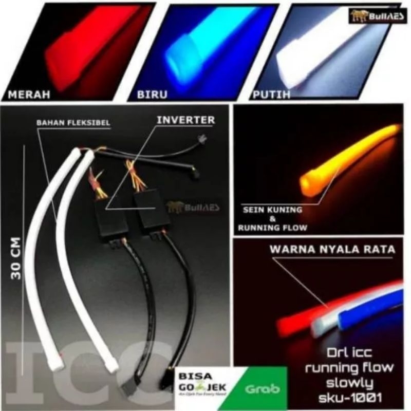 LAMPU ALIS RUNNING 2 MODE 30 CM GRADE A MODEL XWB LED FLEXIBLE 30 CM  XWB MOTOR MOBIL MERK CR7