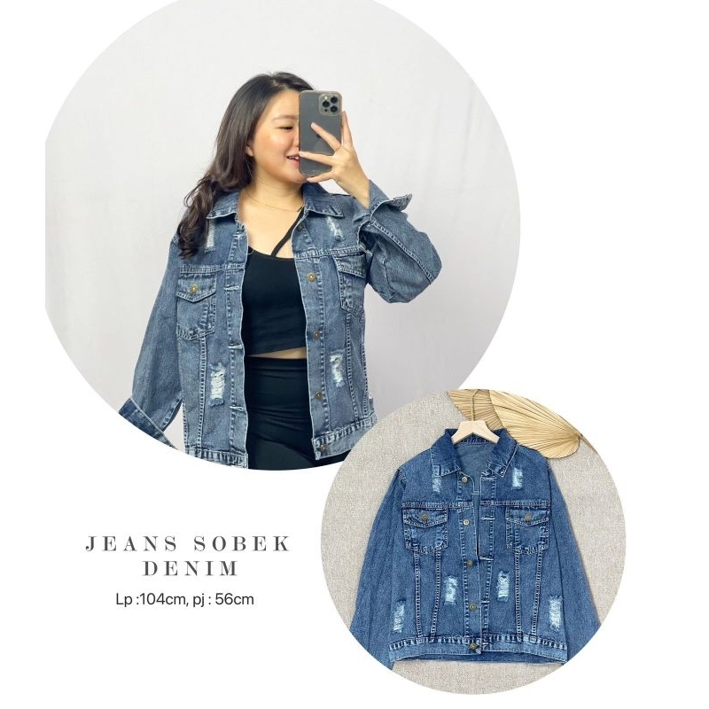 Jaket Jeans Sobek Denim Jaket Jeans Import Good Quality Women Jeans Jaket Fashion Import