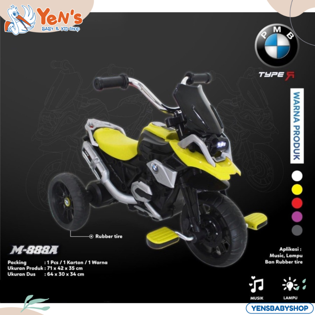 PMB-888A Mainan Sepeda Motor Anak Roda Tiga / Ride On