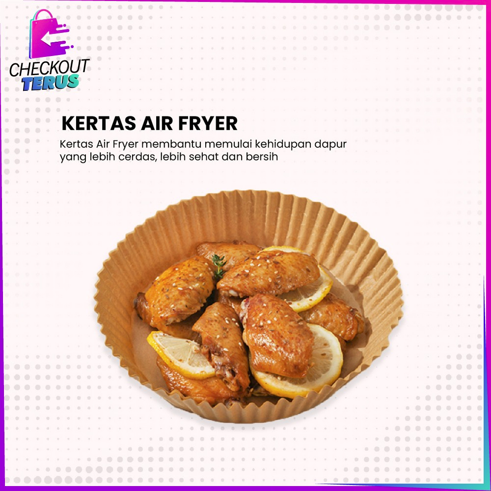 CT C840 Kertas Air Fryer 50Pcs Anti Lengket Baking Paper Alas Tahan Minyak Sekali Pakai Kertas Alas Airfryer