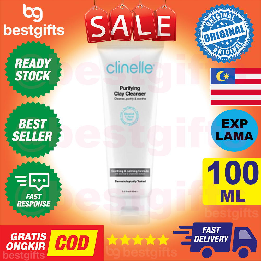 CLINELLE PURIFYING CLAY CLEANSER PEMBERSIH WAJAH KULIT BERMINYAK DAN BERJERAWAT 100 ML