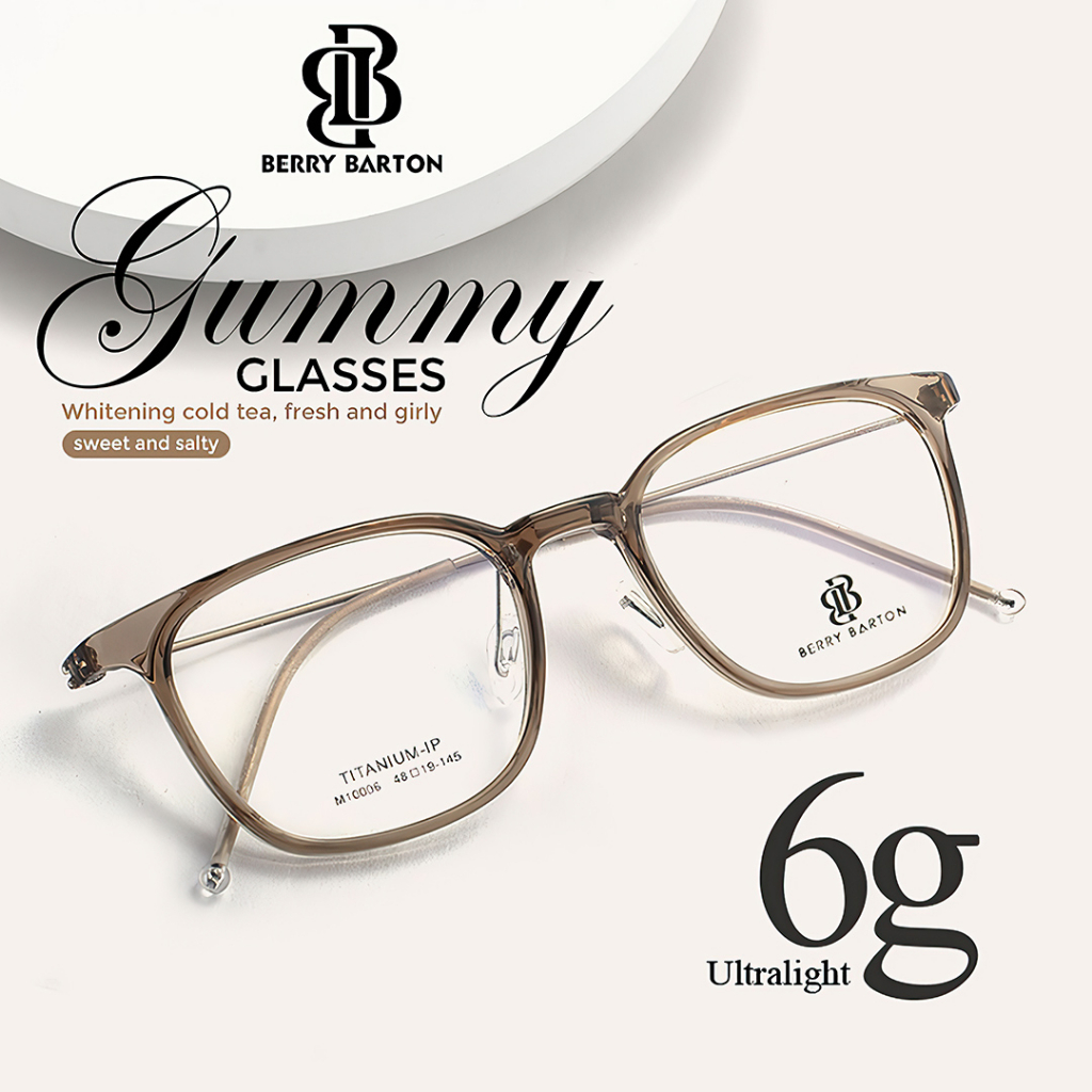 BERRYBARTON KACAMATA RETRO SEGI EMPAT TITANIUM TR90 LENSA MINUS ANTI RADIASI BLUECROMIC PRIA WANITA