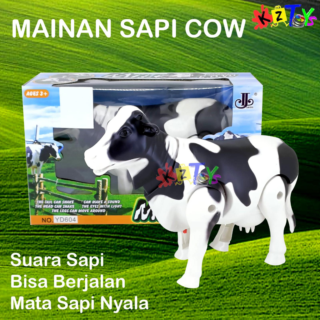 Mainan Robot Happy Cow Sapi Ternak Milk Cow Mata Nyala Lampu dan Bersuara