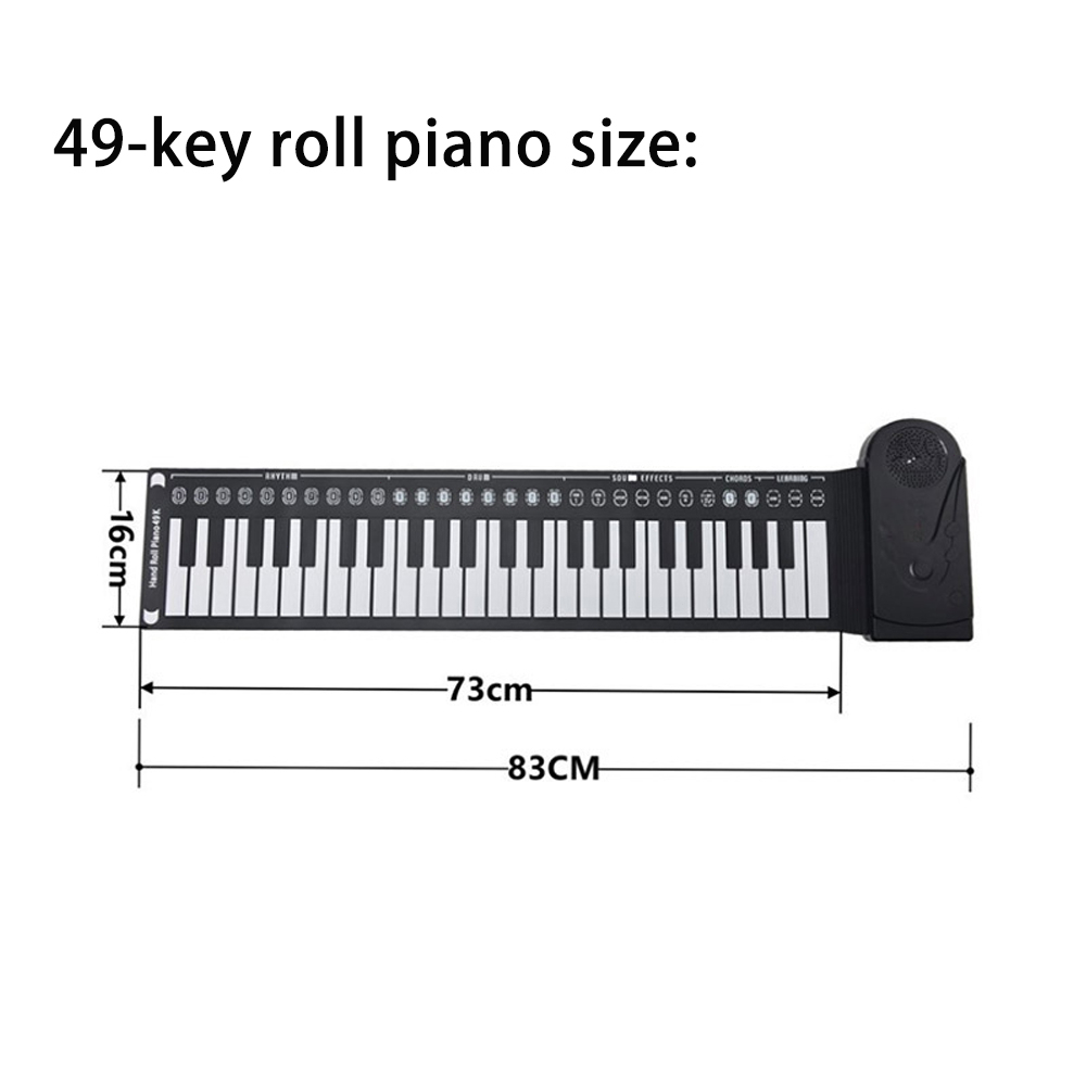 Rixton 49 Key Hand Rolled Piano Lipat Organ Elektronik Silikon Lembut Portabel Dengan Tanduk Untuk Pemula Untuk Berlatih