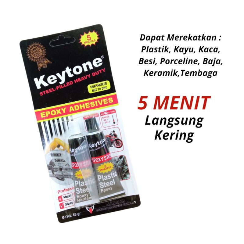 

Lem Besi Plastik KEYTONE 5 MENIT KERING Lem Campur Epoxy Adhesives PREMIUM Lem Super Poxy 48g KEYTONE