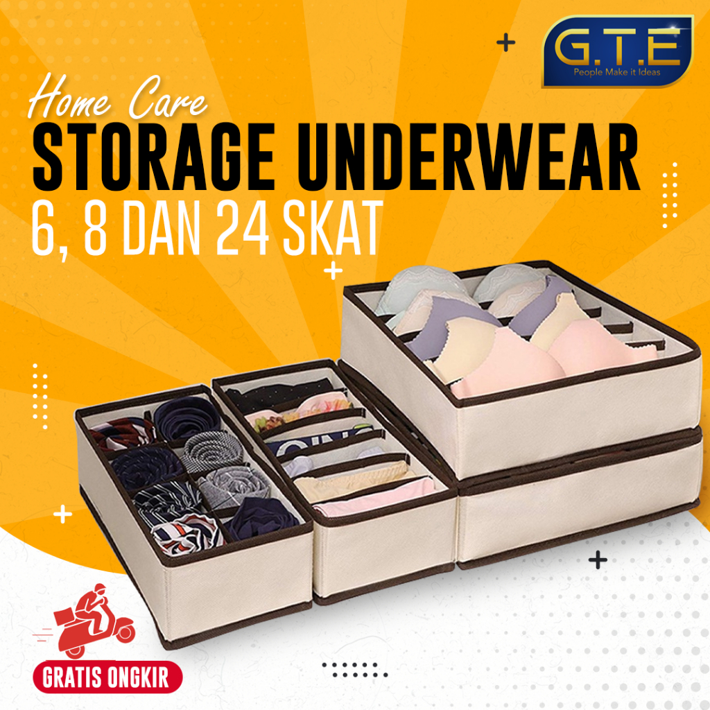 GTE | STORAGE BOX CELANA DALAM | UNDER WEAR &amp; BAJU | TEMPAT PENYIMPANAN PAKAIAN DALAM