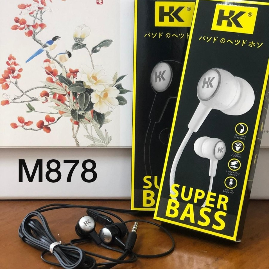 HEADSET HK 878 STEREO UNIVERSAL JACK 3.5MM HANDSFREE MANTUL