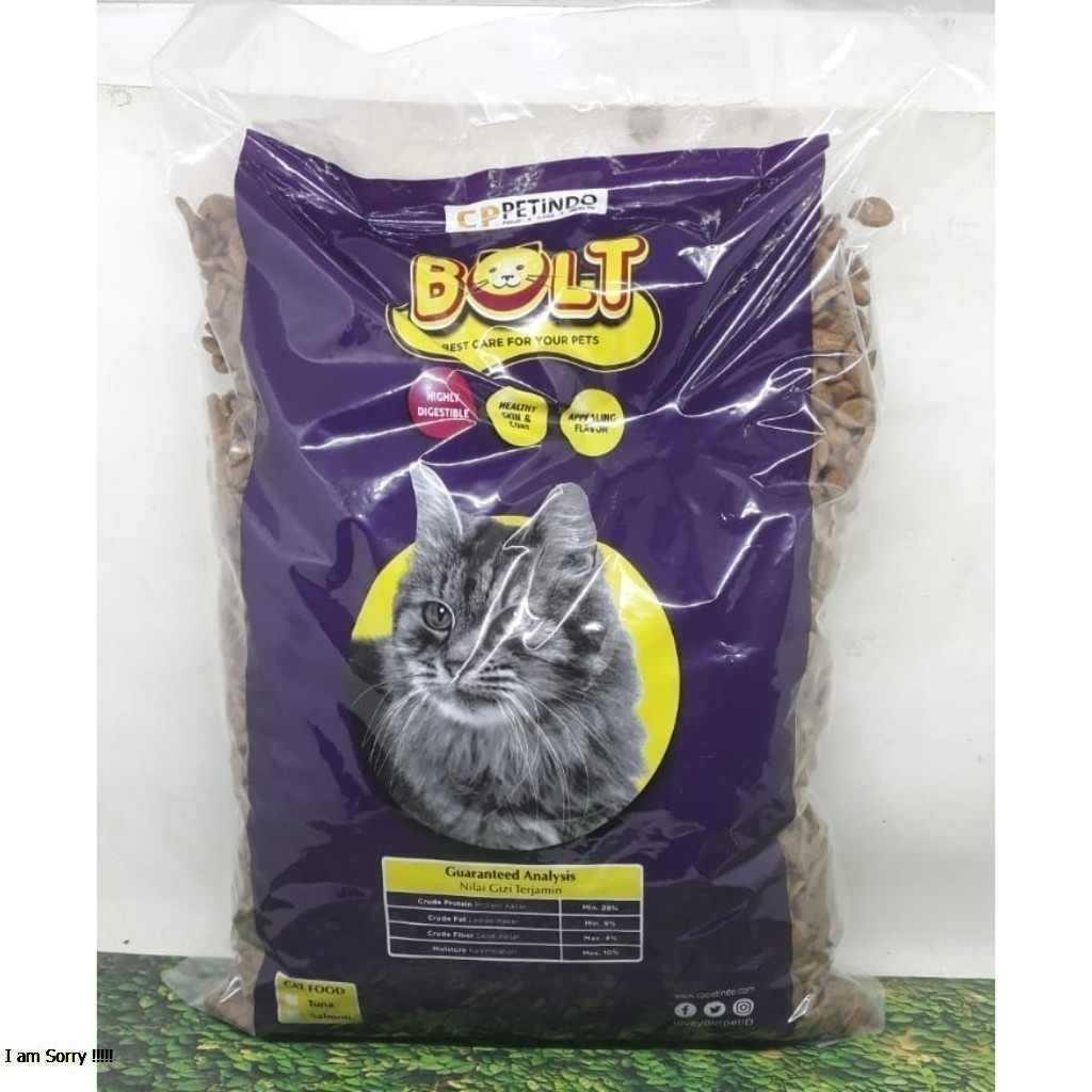 BOLT CATFOOD RASA IKAN TUNA 500GR PAKAN KUCING MAKANAN KUCING ANGGORA