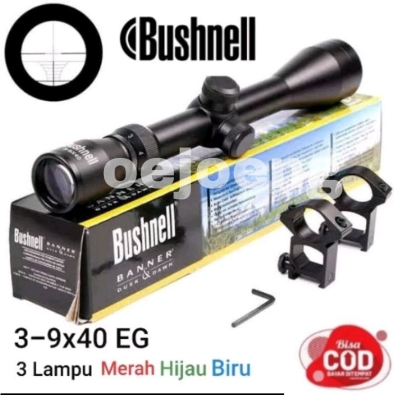 Teleskop Bushnell 3-9X40 EG Telescope 3 Lampu RGB Tele Teropong Kekeran Senapan