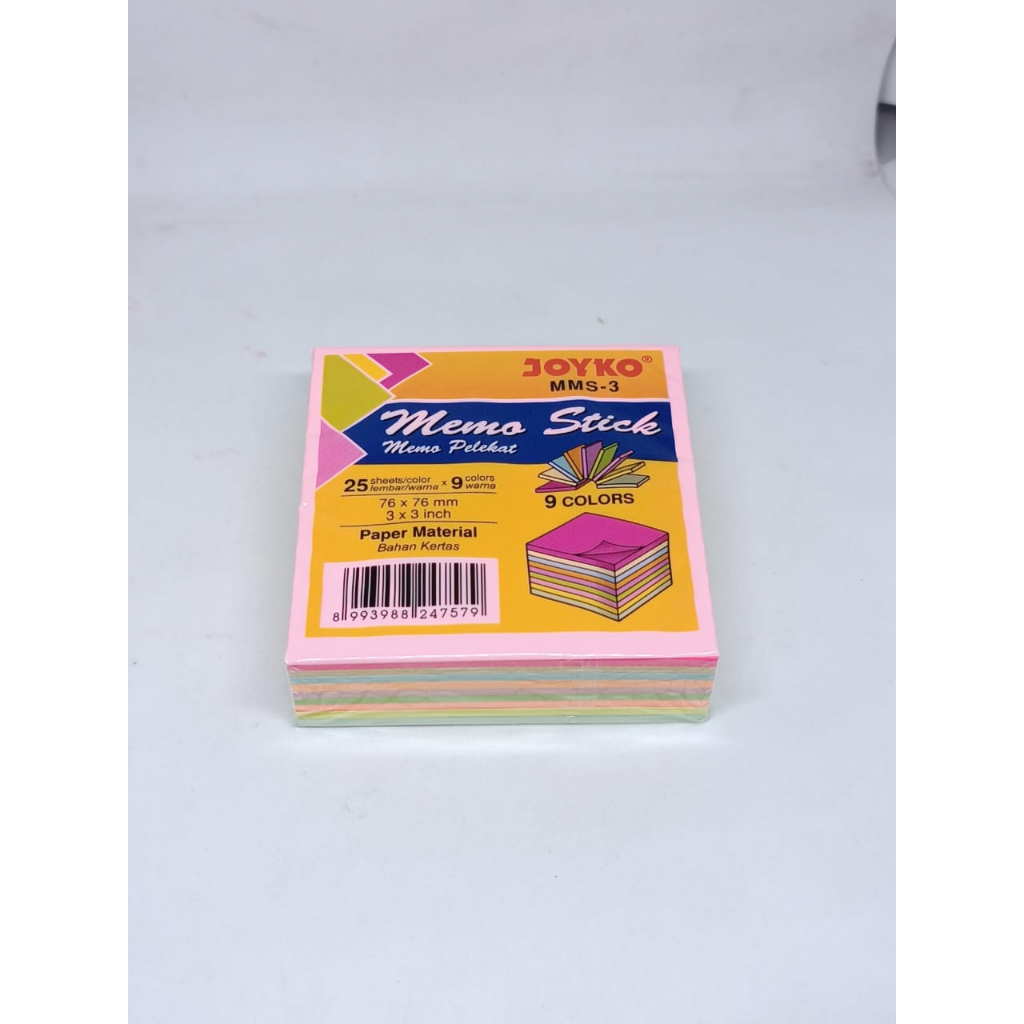 MEMO POST IT STICKY NOTES 9 WARNA WARNI MEREK JOYKO ISI 225 LEMBAR KERTAS 1 PAK