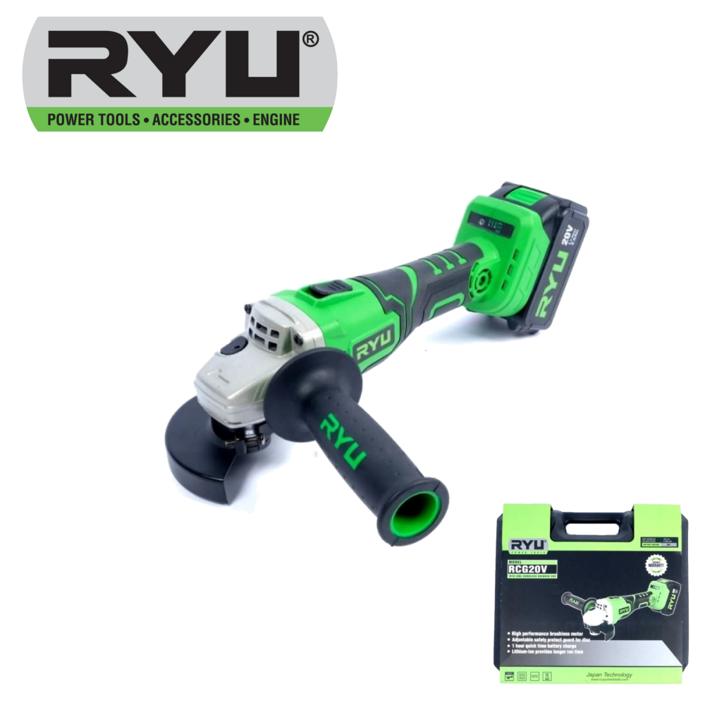 RYU Mesin Gerinda RCG20V Cordless Grinder Tangan Baterai 4" RCG 20V