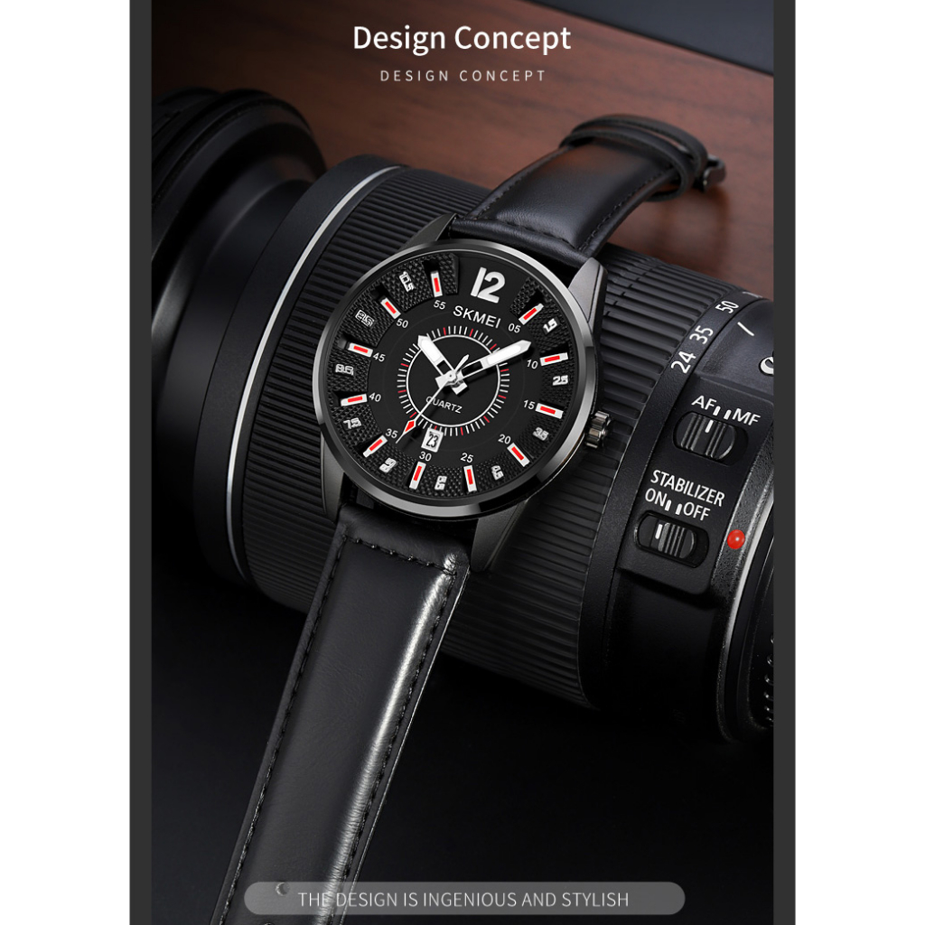 Jam Tangan Pria Analog Watch Leather Strap Waterproof 30M Desain Premium Jamtangan Anti Air Multifungsi