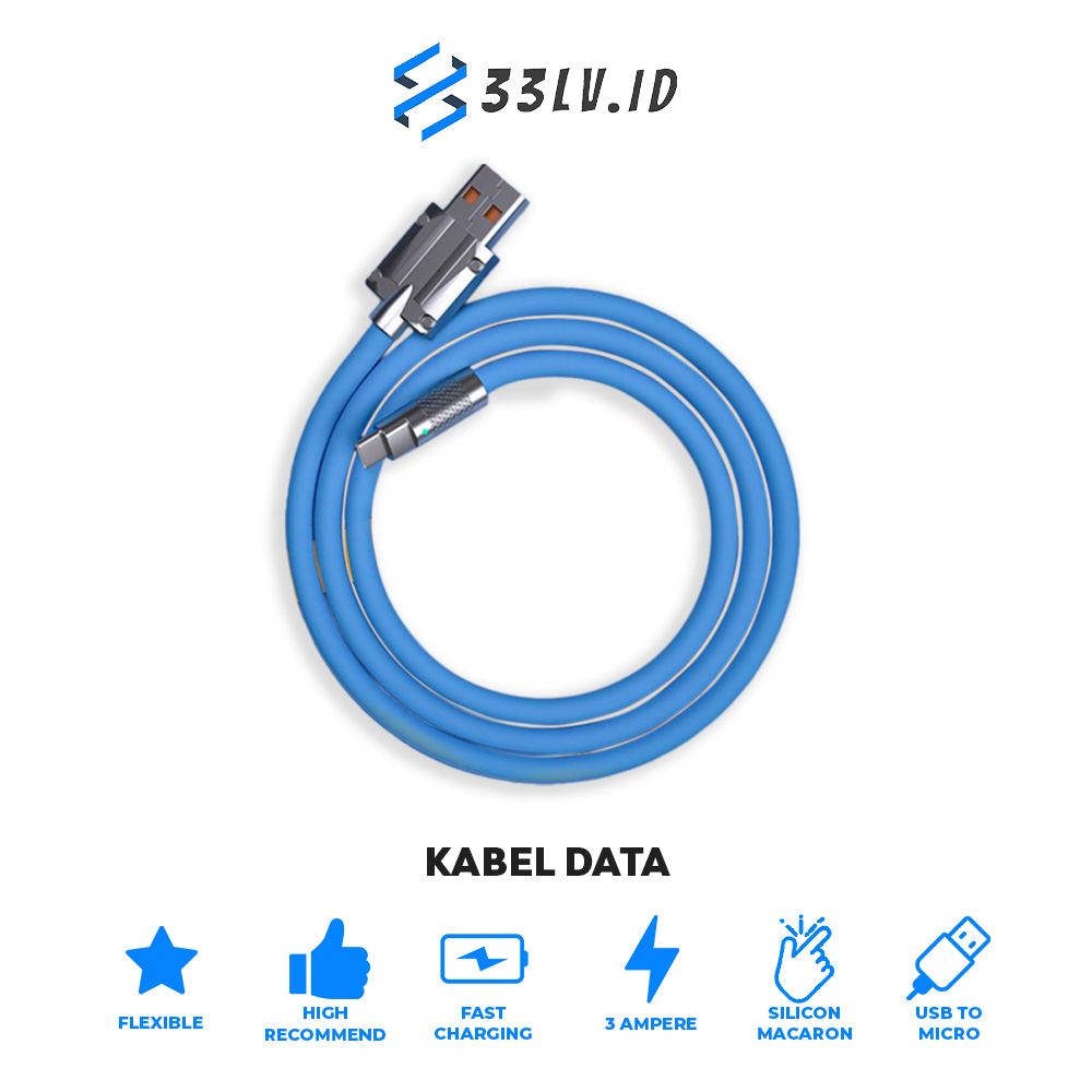 【33LV.ID】Kabel Data Charger USB Type-C Kabel Silikon 6A Durable Fast Charging KM10 No Packing