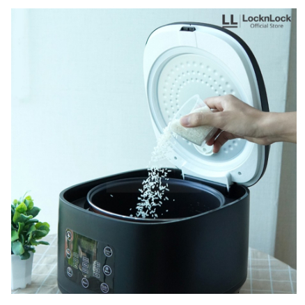 LocknLock Smart Low Carbo Rice Cooker 5L - EJR353BLK