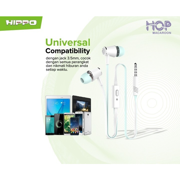 Hippo Hop Macaroon Super Bass Wired Headset