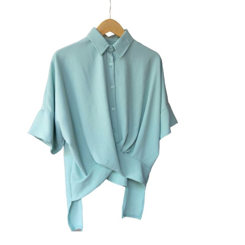 Blouse Crincle Oversize Kemeja Batwing Jumbo Atasan Wanita Crinkle Bigsize