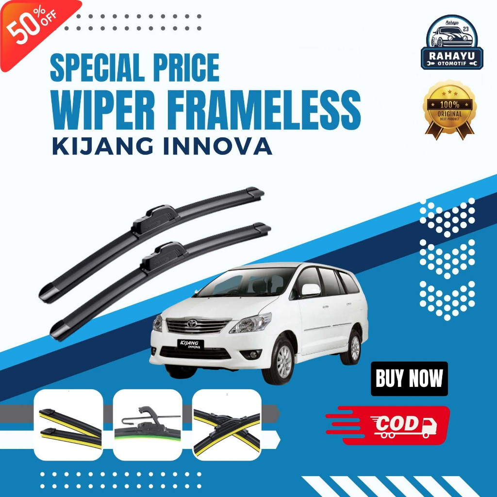 ( BERGARANSI ) Wiper Mobil Frameless Kijang Innova Sepasang Isi 2 Pcs Kanan Kiri | Wiper Kaca Mobil 