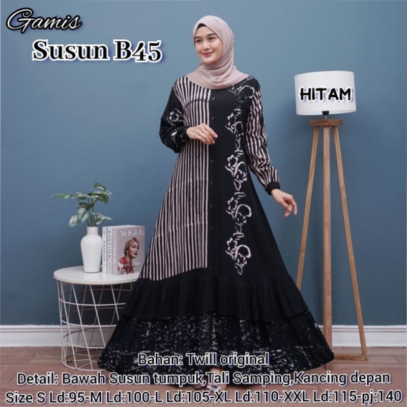 Gamis Twill Original Premium Terbaru 2023 Best Seller Rayon Tuwil Tebal Dress Wanita Lengan Panjang 