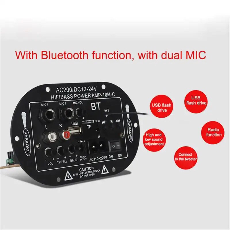 Amplifier Board Karaoke Audio Bluetooth USB FM