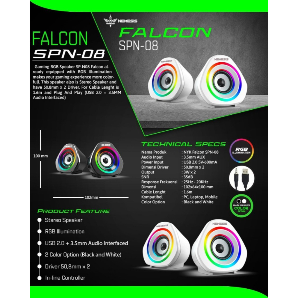 Speaker NYK SPN 08 Falcon GAMING RGB NEMESIS
