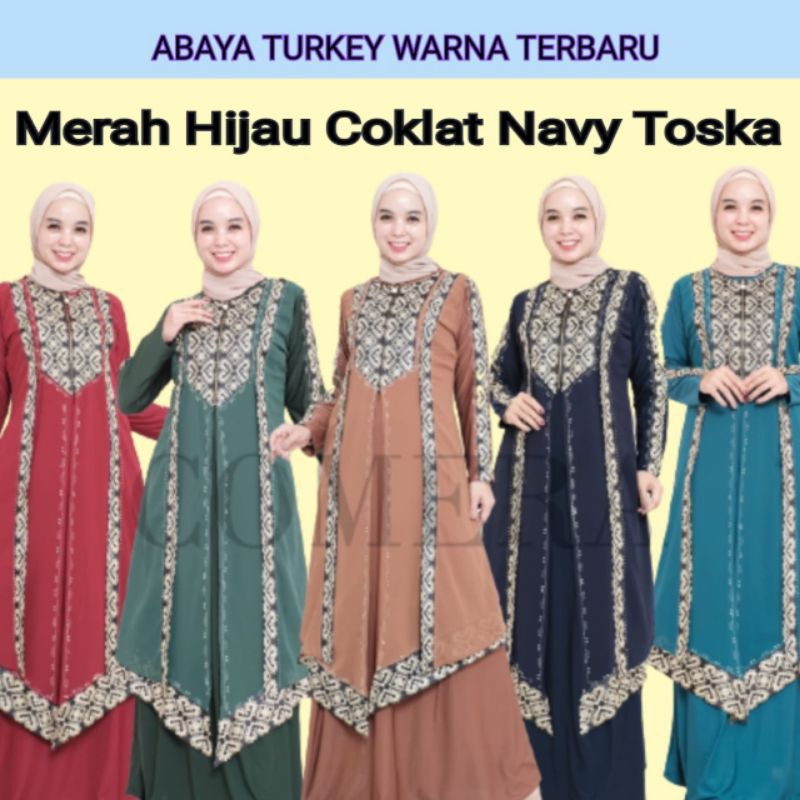 Abaya Turkey Warna Busui Terbaru Mewah Abaya Turki Arab Wanita Jersey kombinasi ceruty Bordir Payet 