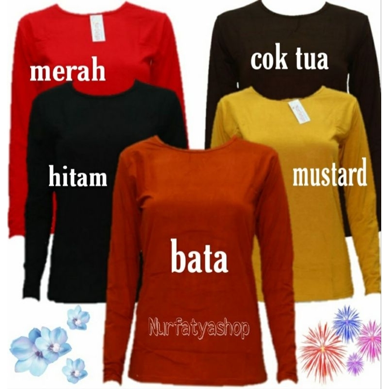 Manset Kaos Lengan Panjang Wanita Ukuran L Inner Kaos Bahan Rayon