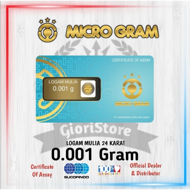 DIEMASIN 0.001 Gram Logam Mulia Emas Mini 24 Karat Original