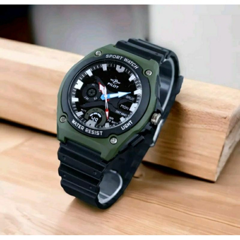 Jam Tangan Pilot Rubber Analog Terlaris Kasual Tahan Air COD