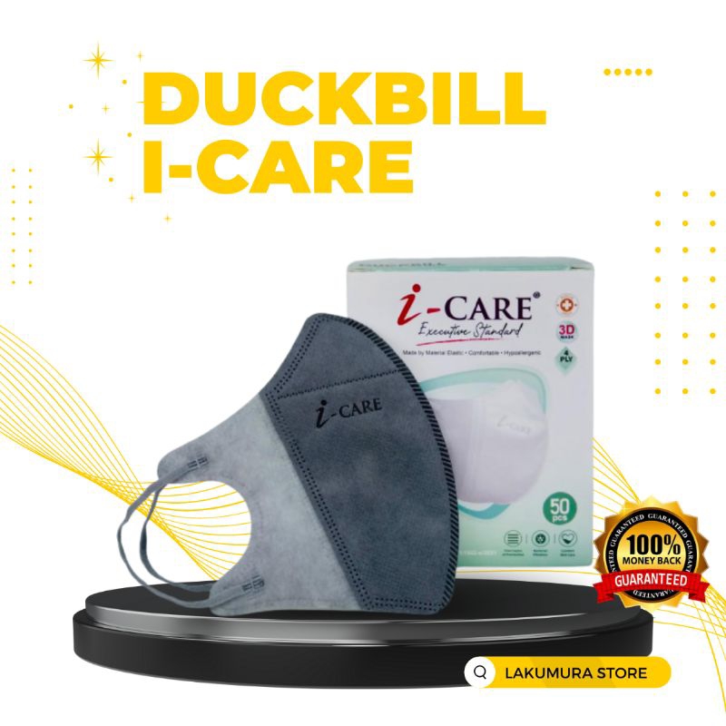 Masker Duckbill iCare 4 Ply Abu-abu Isi 50 Pcs