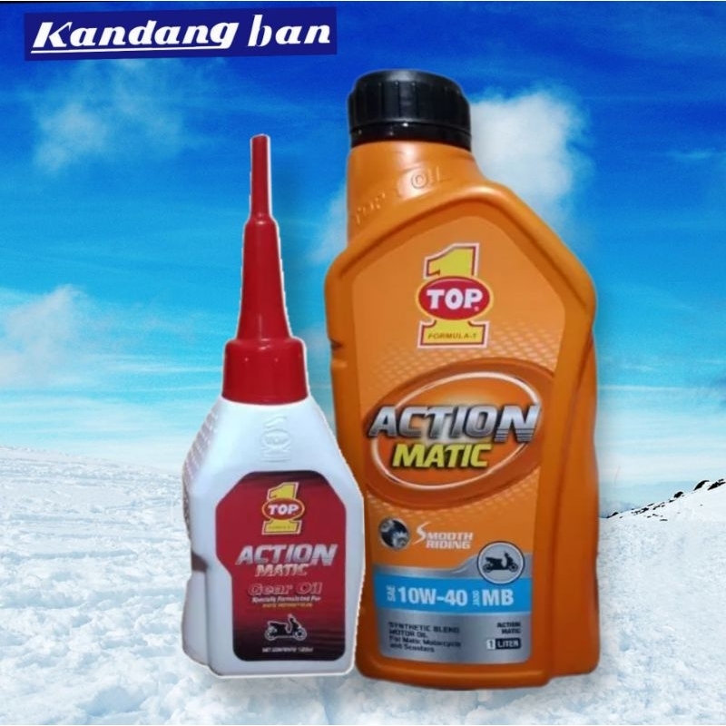 PAKET OLI TOP 1 ACTION MATIC 10W-40 1 L + OLI GARDAN TOP 1 120 ML , PRODUK DI JAMIN ASLI