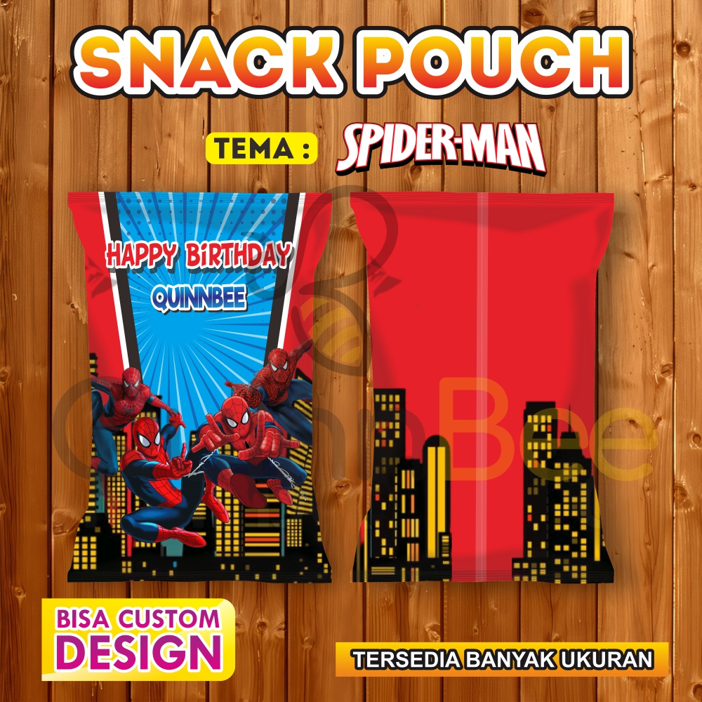 

Snack Pouch Jumbo|Pouch Ultah|Kemasan Snack Ulang Tahun|Birthday Snack Pouch (Gratis Design) - SPIDERMAN