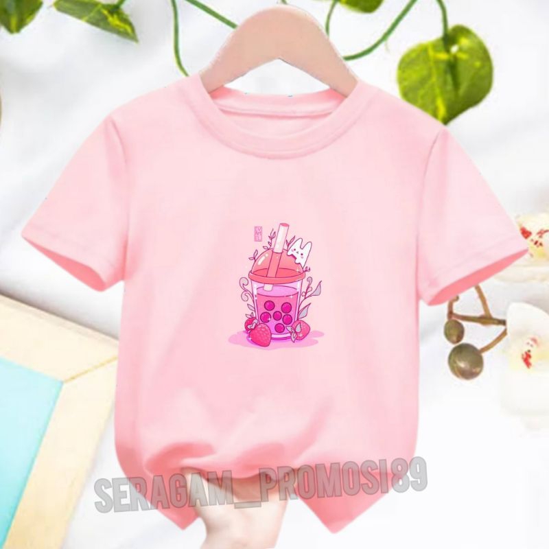 Atasan Baju Kaos Anak Perempuan Motif BOBA 2-10 Tahun / Kaos Pendek Katun Anak Perempuan / Kaos Anak Lucu / Kaos Anak Bahan Adem