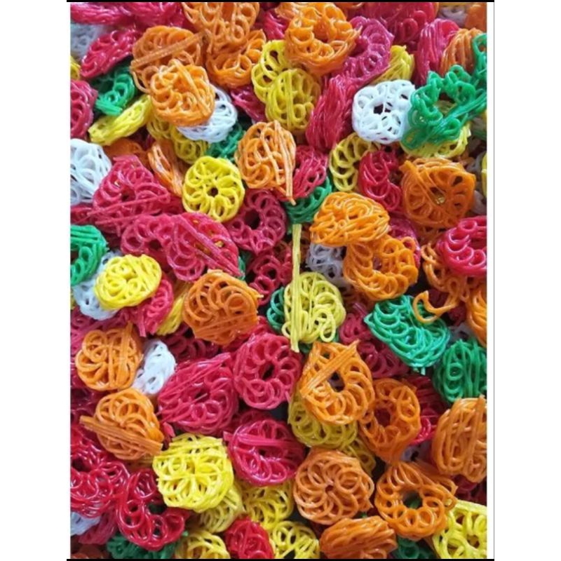 

Krupuk mawar kecil warna-warni