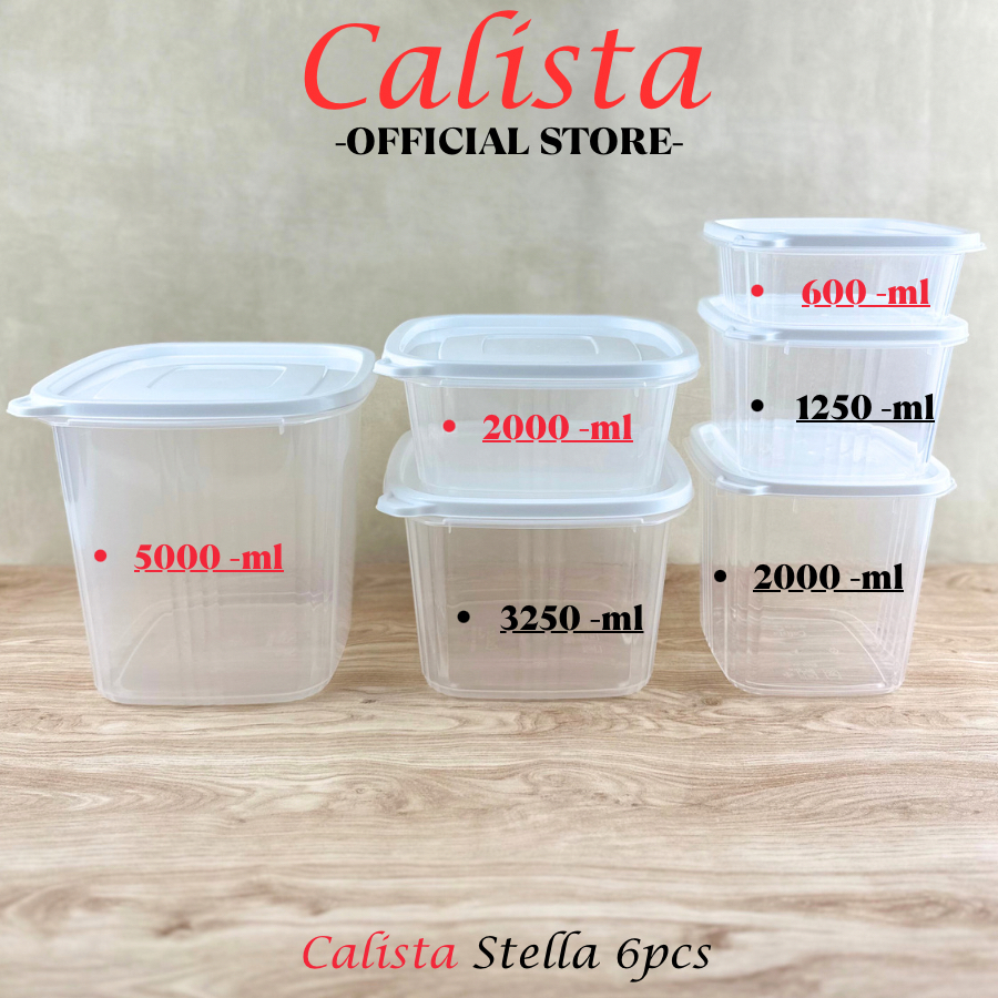 [ CALISTA ] TOPLES SET PLASTIK BENING CALISTA STELLA PUTIH SET ISI 6PCS FOOD CONTAINER PREP PREPARATION KULKAS SET TEMPAT WADAH KOTAK PENYIMPANAN MAKANAN TOPLES CALISTA KUE KERING LEBARAN SET