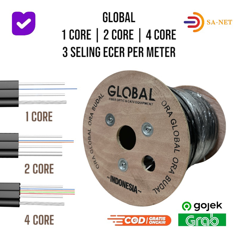 GLOBAL 1 2 4 CORE 3 SELING KABEL FO FIBER OPTIK [ HARGA PER METER ]