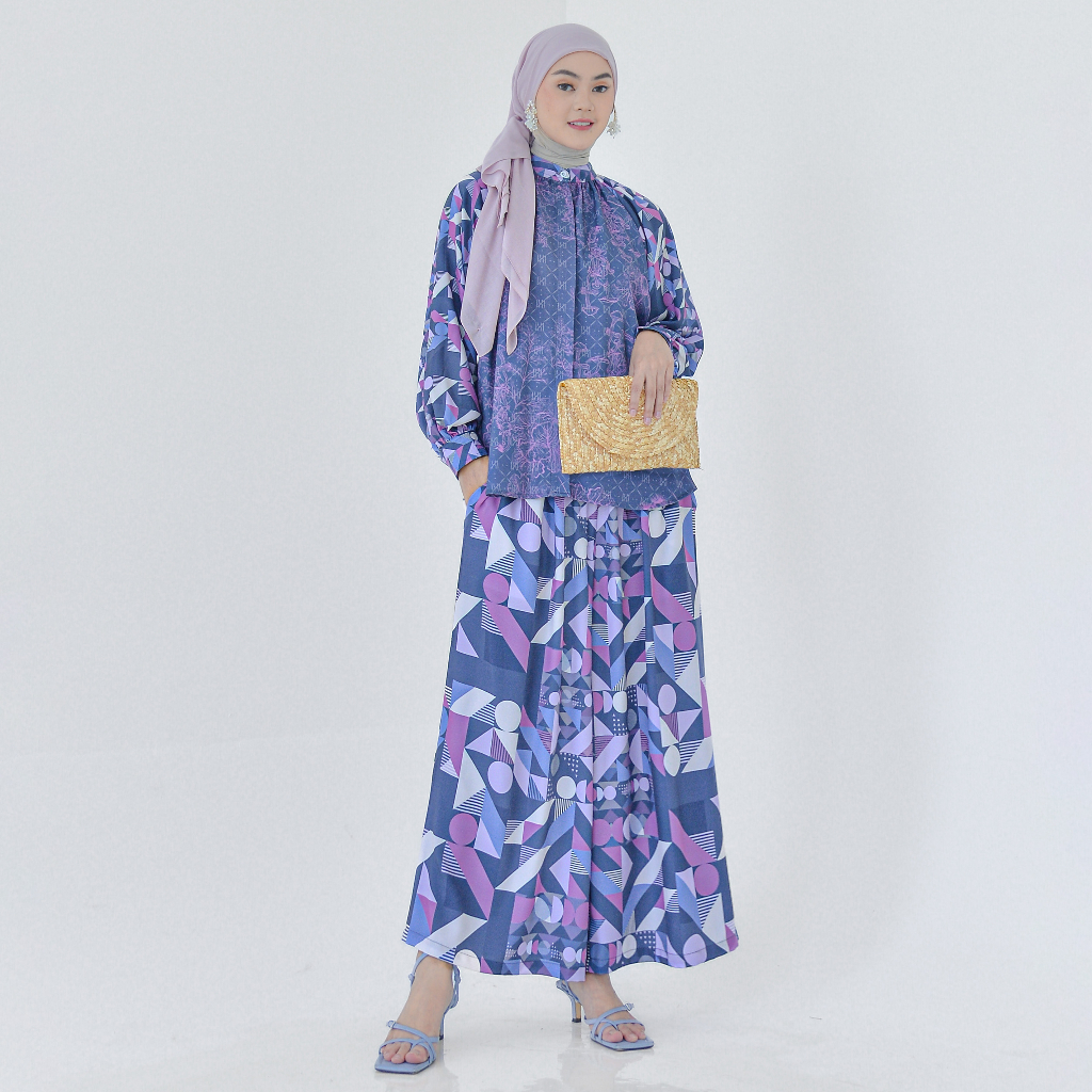 NUNA Ashana Set | setelan one set wanita crepe motif print busui