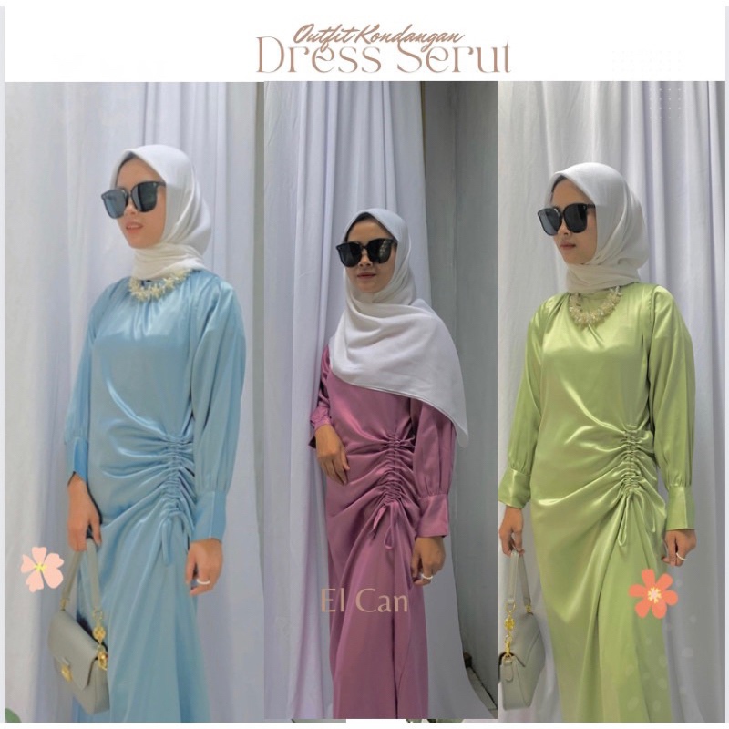 Dress satin simpel / dress velvet simpel / dress kondangan satin velvet / dress kondangan kekinian /