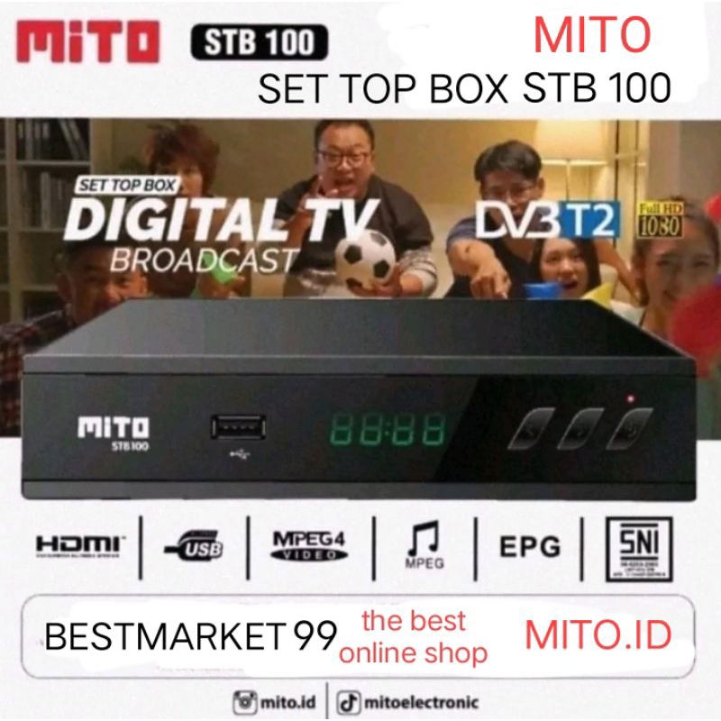 STB SET TOP BOX MITO STB 100 / POLYTRON PDV 620T2 DIGITAL RECEIVER GARANSI RESMI FREE BUBLE