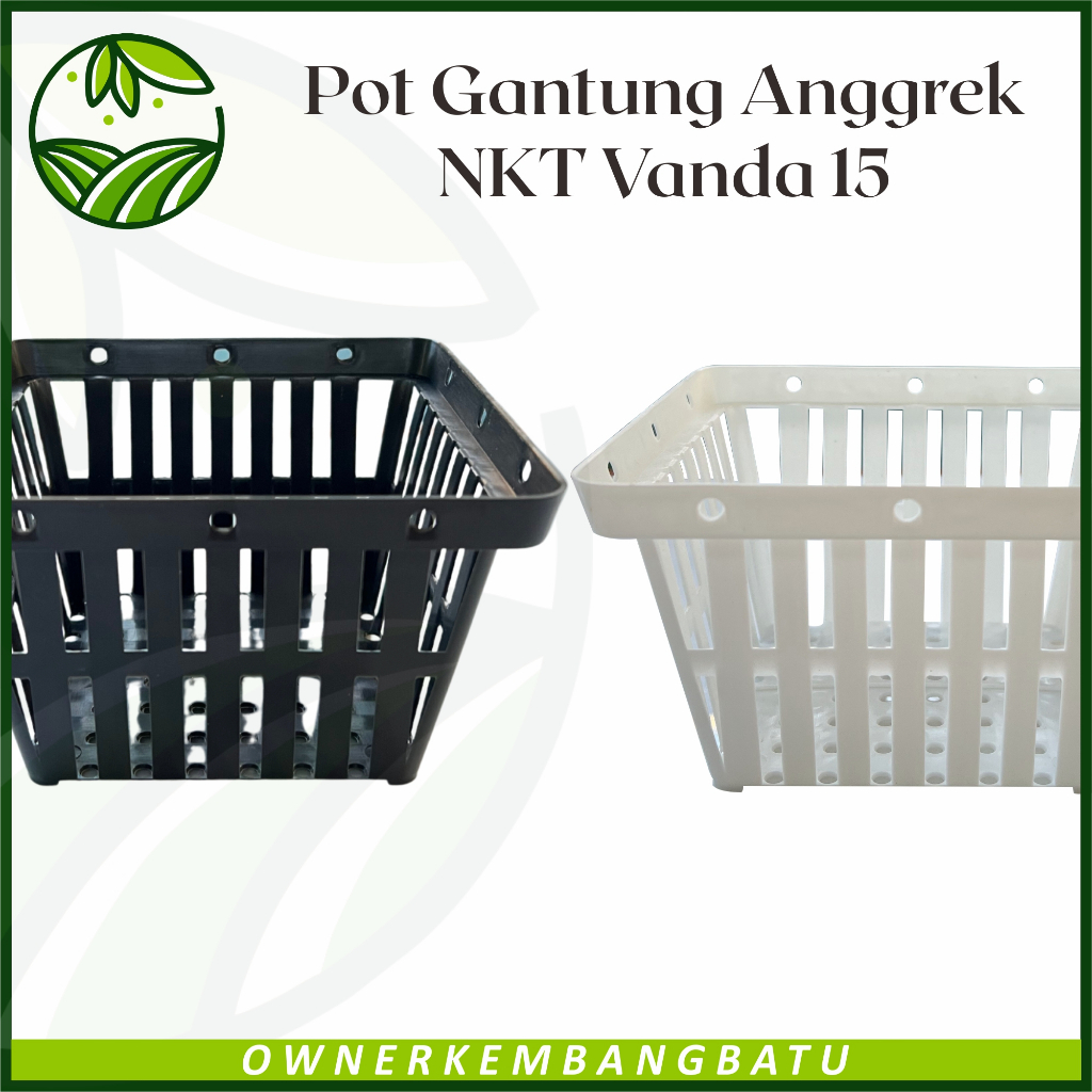 Pot NKT Anggrek Vanda 15 Putih dan Hitam Pot Gantung Kotak Pot Anggrek =