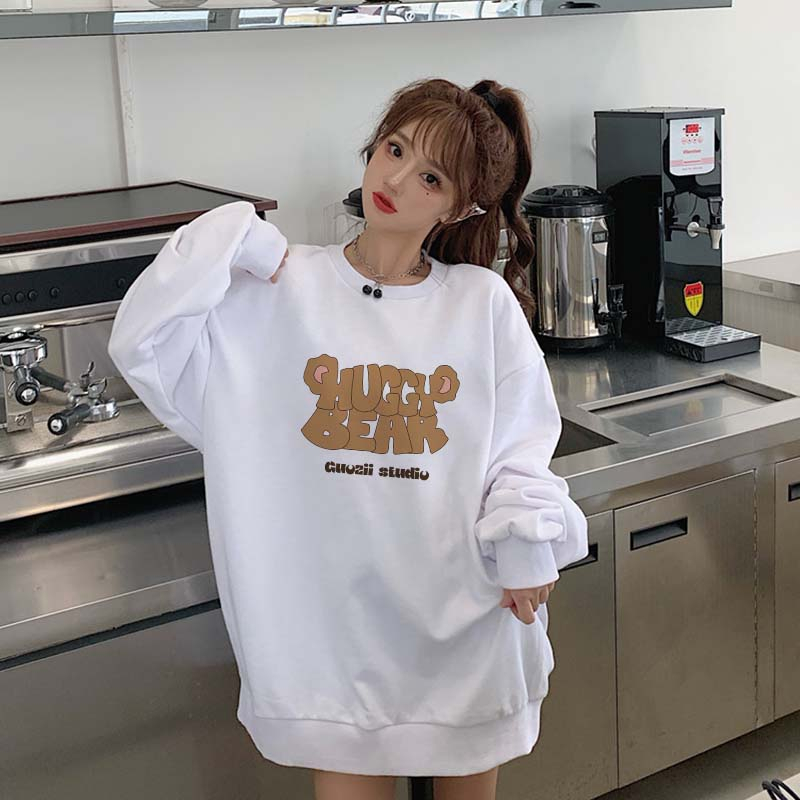 Cartoon Letter Cartoon Sweter Wanita Korean Style Sweater Couple Oversize/atasan kaos wanita lengan panjang