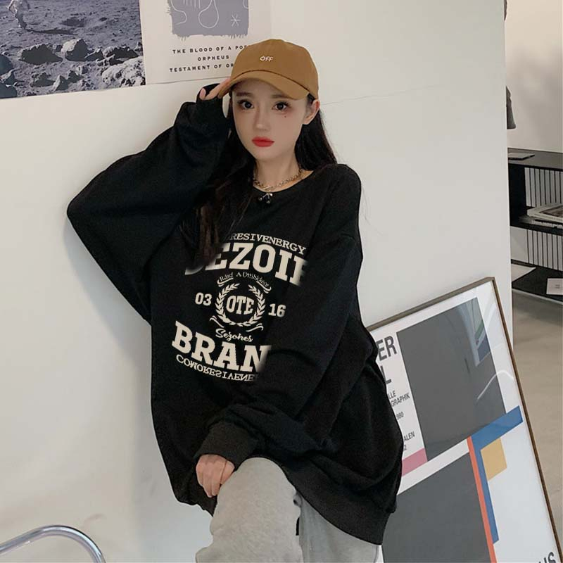 Sweater Oversize Cartoon Letter / Sweater Hitam
