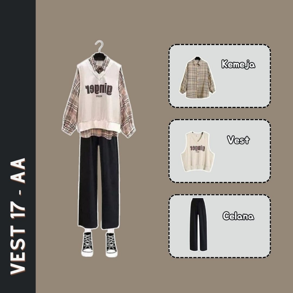 One Set Outfit Korea wanita, outfit ulzzang, ootd Korea wanita, Korean style (Set 17)