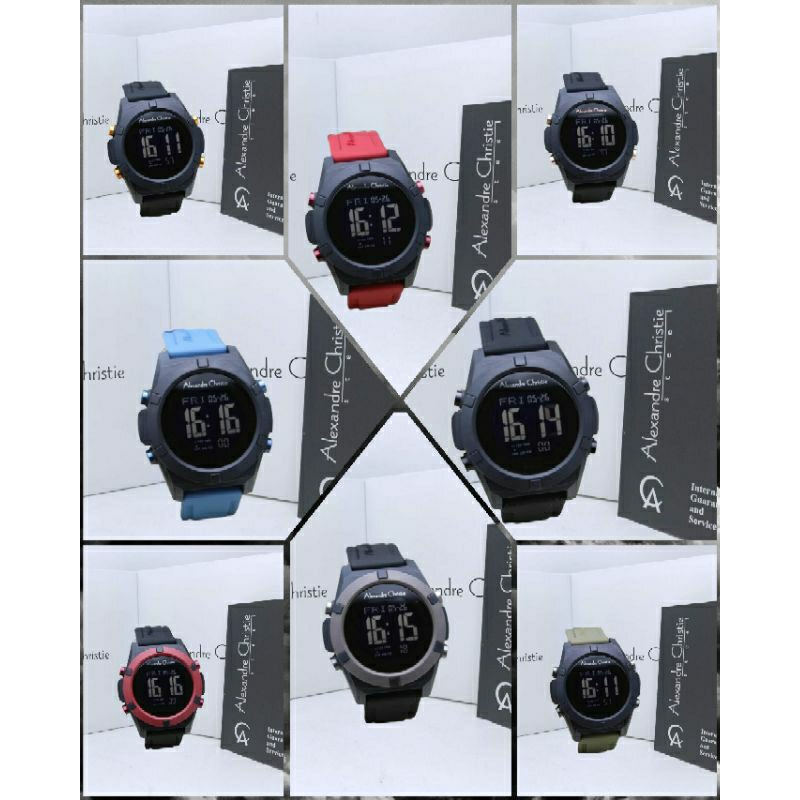 Jam Tangan Pria Alexandre Christie 9371 AC9371 AC Digital Tali Karet / Rubber