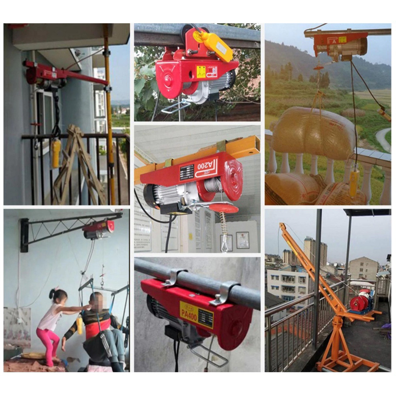 Electric Hoist Wire Rope Katrol Mini Listrik Panjang 12M Indoor dan Outdoor Kecil Derek Elektrik PA-200 PA-300 PA-1200