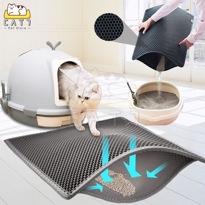 Double-Layer Cat Litter Mat Cat Litter Box Mat Trapper EVA Pad Pet Foam Rubber Rug Alas Kotoran Kucing