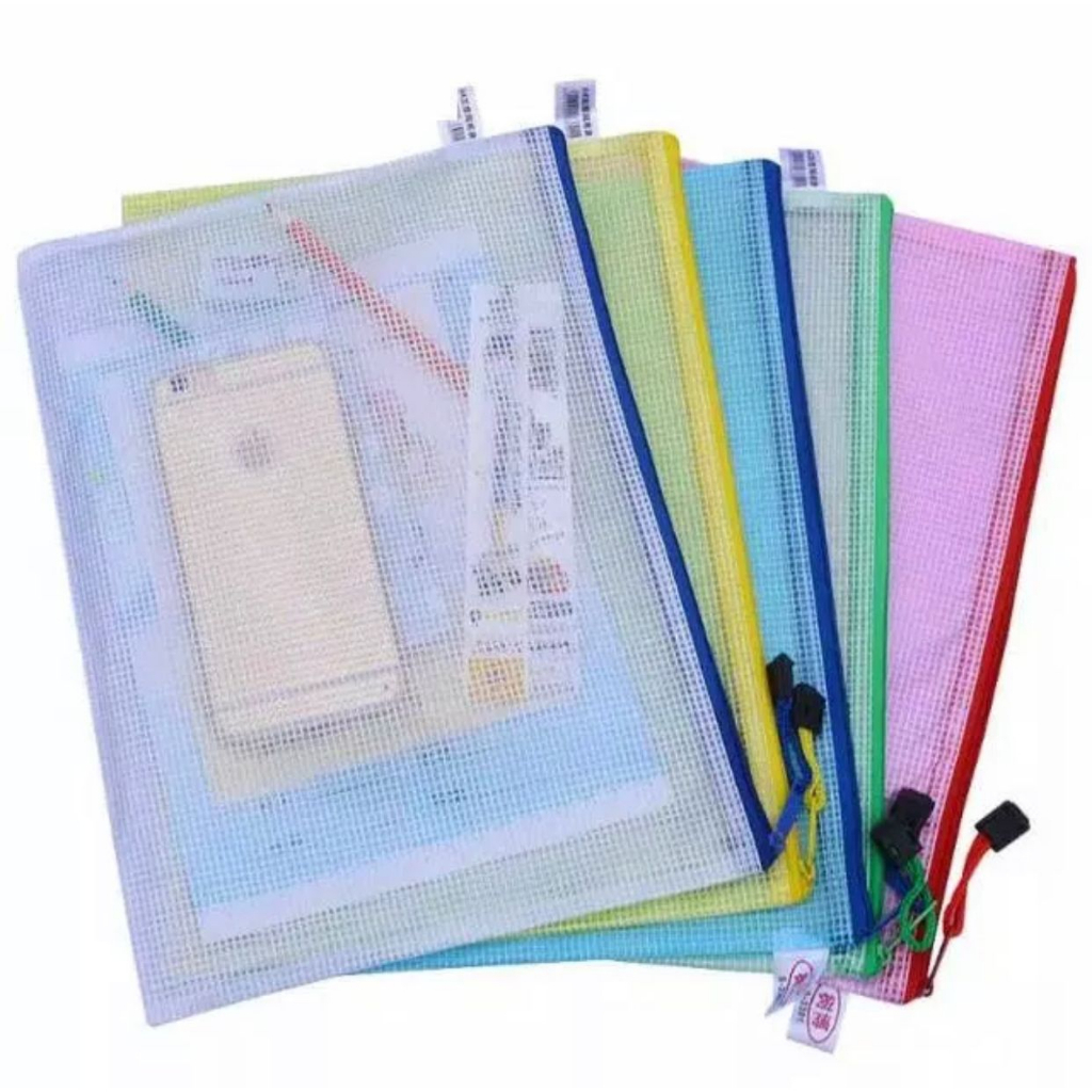 

KK Zipper Bag A4 Map Sleting Pola Jaring Warna Transparan A4