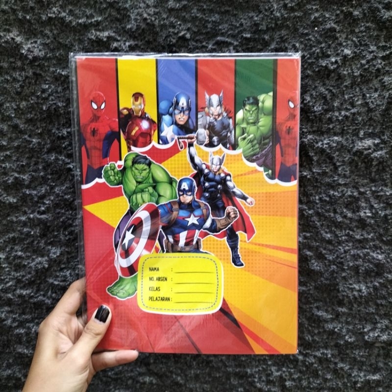 [20 lembar] Sampul Buku Kuarto Karakter AVENGER/ CARS/ SPIDERMAN/ TAYO (untuk buku pendek)