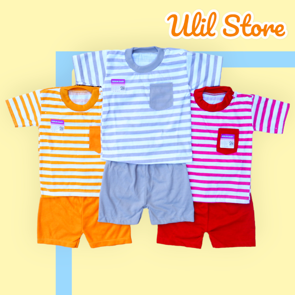 Set Setelan Baju Bayi Pendek Seruni Baby Salur