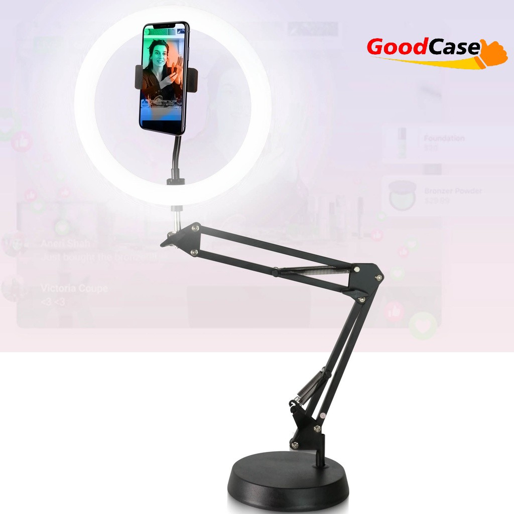 GoodCase - Multifunctional Bracket S77 Stand HP Lampu Ring Light LED Meja Fahrenheit Putar 360 Derajat / Holder HP Lampu / Dudukan HP Lampu