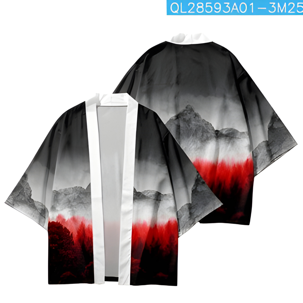 Kimono Pria Haori Jepang Jumbo Batik Tenun Outer Panjang Polos Putih - Custom Size | Casual Trend Ki